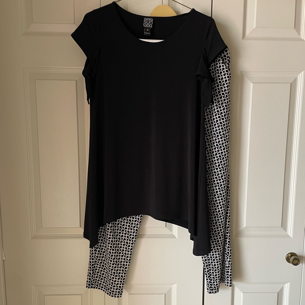 Clara Sun Woo | 2 pc pant outfit. Tunic. Abstract print pant. Size S. Made USA